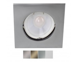 Foco fijo cuadrado 75x75mm empotrar para Lámpara GU10/MR16, Níquel Mate, Cuero, Titanio ó Cromo